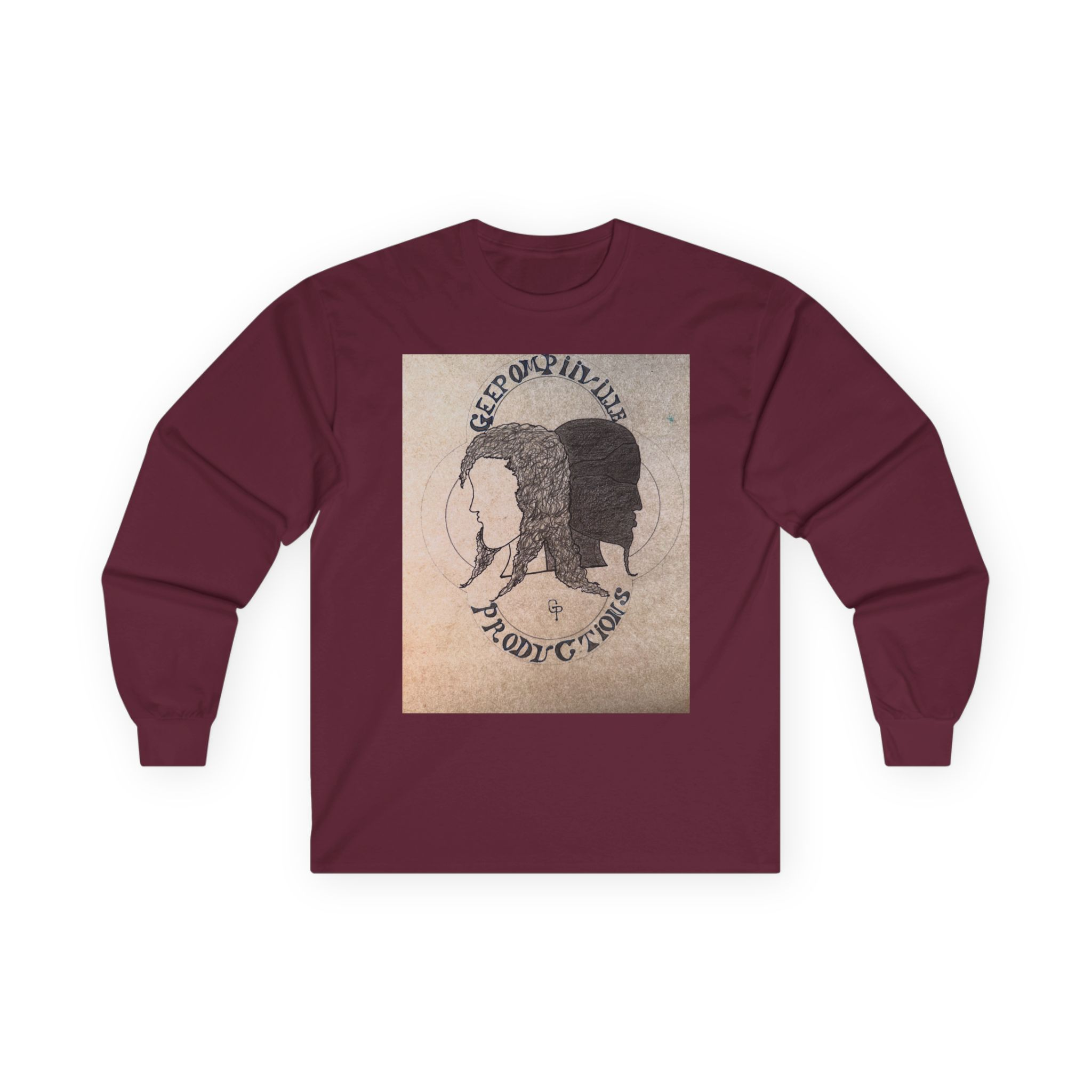 Retro Dual-Profile Long Sleeve Tee — 'Keep Our Mind' Vintage Art Graphic - Image 10