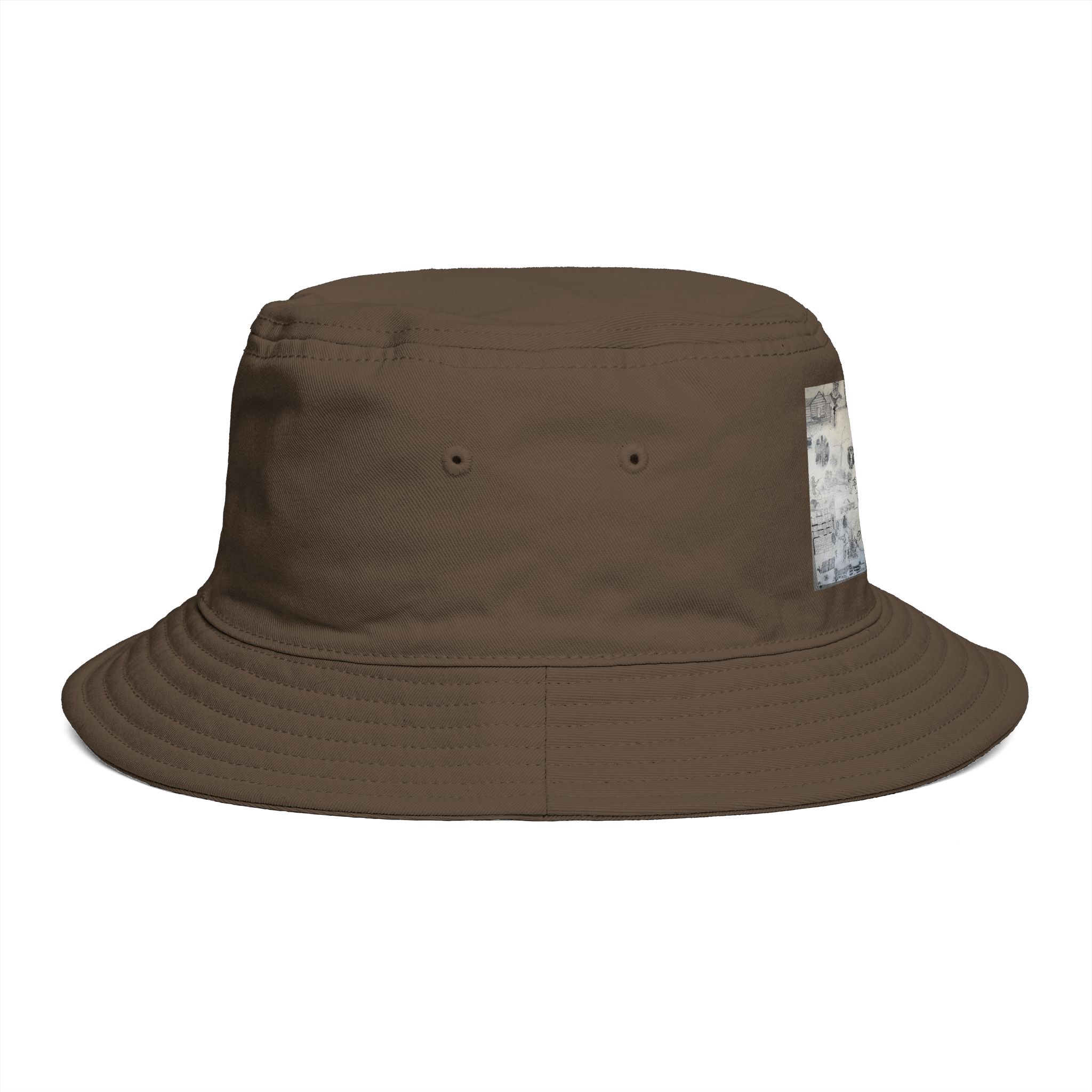 Vintage Map Patch Bucket Hat — Rustic Brown Explorer Sun Hat - Image 20