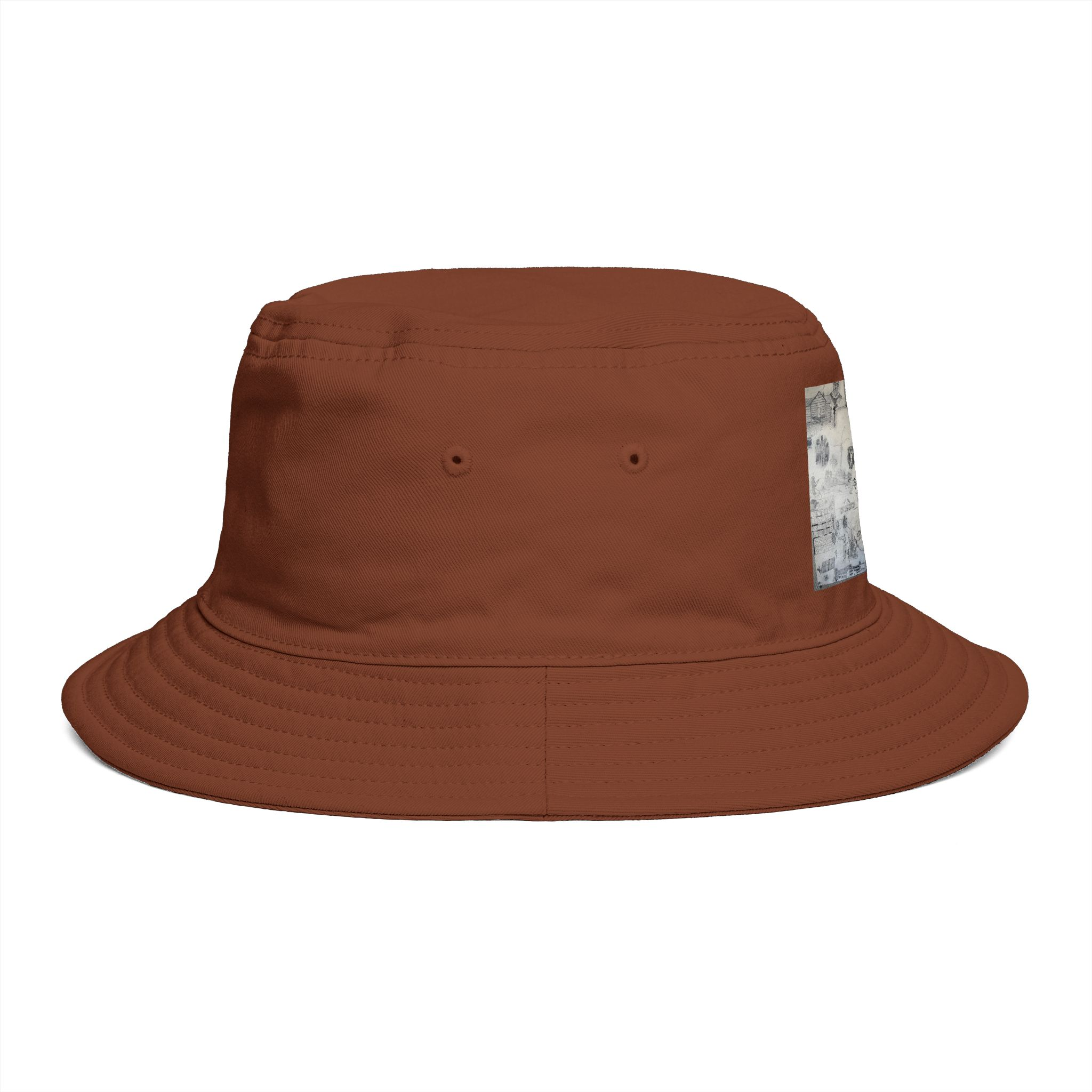 Vintage Map Patch Bucket Hat — Rustic Brown Explorer Sun Hat - Image 4