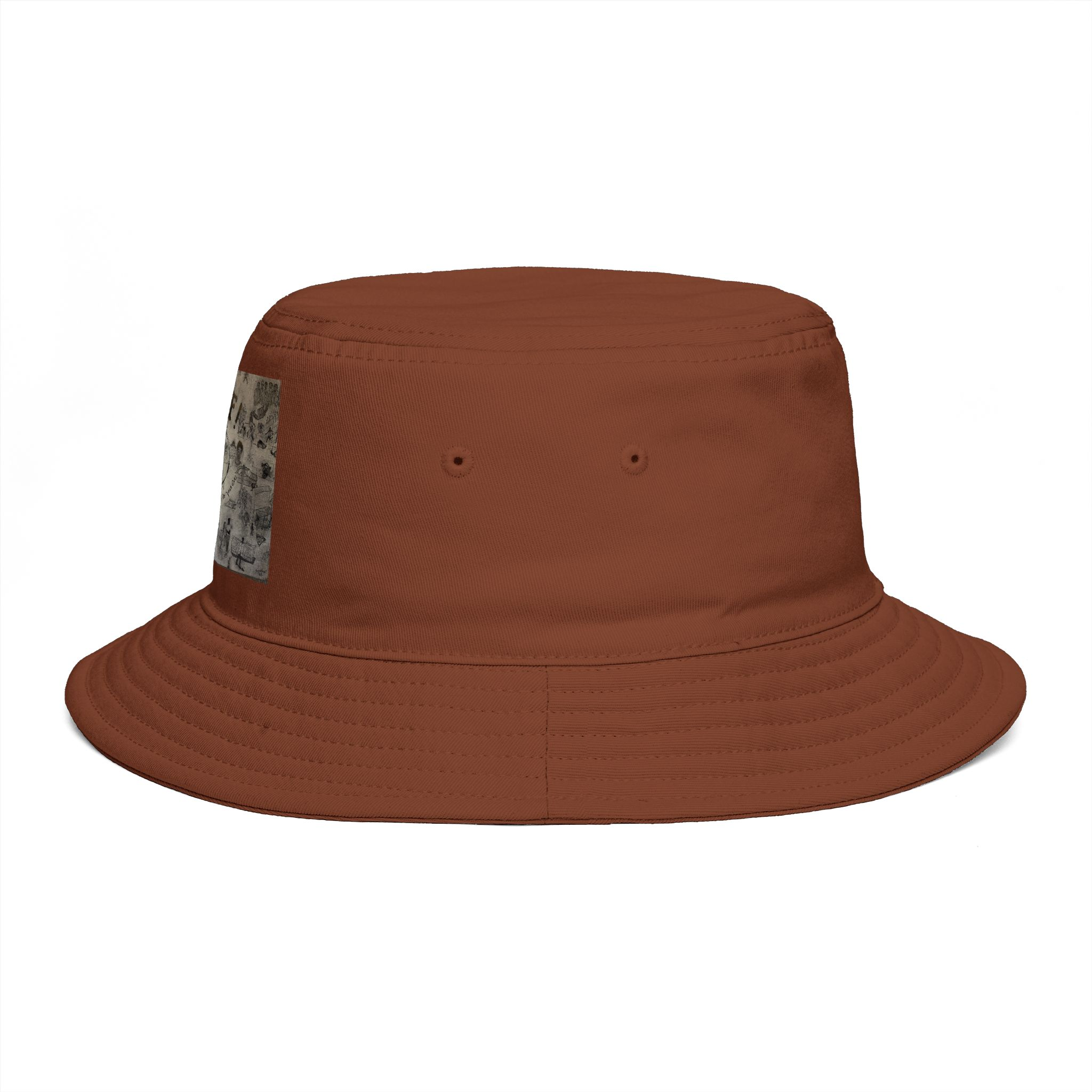 Vintage Map Patch Bucket Hat — Rustic Brown Explorer Sun Hat - Image 3